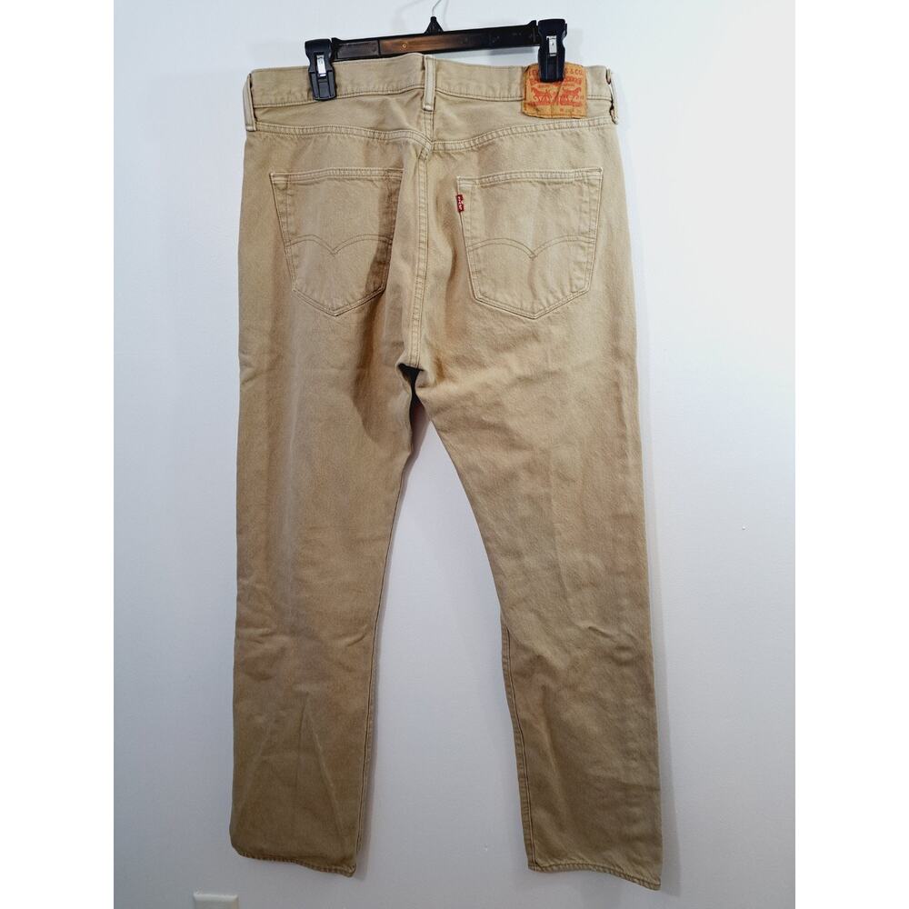 Levi's 501 Jeans Men's 36x36(34) Button Fly Tan Beige Color Classic Straight Leg - Picture 2 of 3